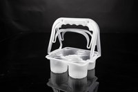 Support de tasse à café en PP personnalisé en gros, 2/4 tasses, noir/transparent, plateau porte-gobelets pour boissons chaudes, porte-gobelets en pulpe, emballage alimentaire à emporter