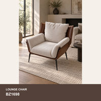 Fauteuil d'appoint moderne rembourré en tissu aspect cuir, fauteuil individuel pour salon, coin lecture, hall d'hôtel