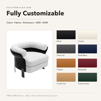 Fauteuil d'appoint rembourré en cuir bouclé avec pieds noirs, personnalisable OEM pour hôtel et salon