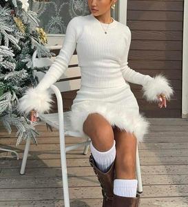 Ensemble deux pièces style doux pour les femmes automne et hiver Nouvel article Cardigan tricoté <span class=keywords><strong>mi</strong></span>-long, <span class=keywords><strong>pull</strong></span>, veste, <span class=keywords><strong>robe</strong></span> camisole - Product Image 4