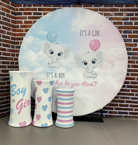 Dekorasi Pesta Ulang Tahun Bayi Laki-laki atau Perempuan dengan Latar Belakang Lingkaran Bulat Bertema Gajah untuk Acara Baby Shower - Product Image 2
