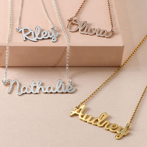 Collar con placa de identificación inicial personalizada, regalo de joyería, chapado en oro rosa, collar con nombre de Plata de Ley 925 personalizado - Product Image 1