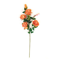 Grandes tiges de roses en velours à 5 têtes, fausses roses pour la décoration florale de mariage et de la maison