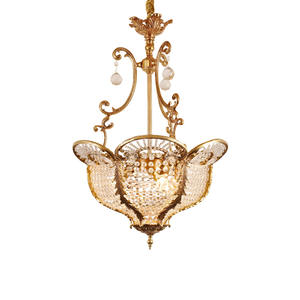 Entrada barroca francesa Nido de Pájaros lámparas de cristal decorativas latón recepción escritorio colgante luz Vintage pasillo lámpara colgante - Product Image 6