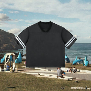 <b>V</b>-<b>Neck</b> Retro Cutout Short Sleeve Knitted 100% Polyester Digital Printed Blank Design <b>Men's</b> Casual Loose Fit - Product Image 3