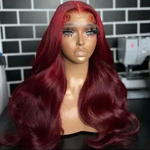 Glueless Wigs Human Hair Lace Front Wig Burgundy Red Lace Front Wigs Human Hair