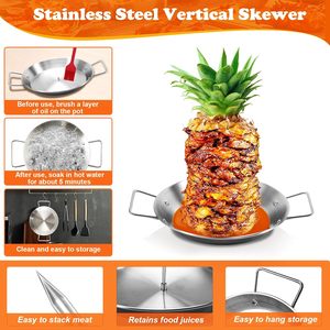 Stainless Steel Vertical Screw <b>BBQ</b> Pot Accessories Barbecue Grill Roast Chicken <b>Rack</b> Vertical Skewer <b>BBQ</b> Plate - Product Image 4