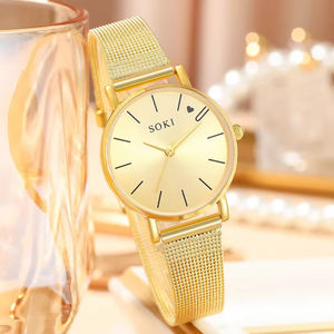 Montre à quartz simple pour femmes à la mode, montre en acier et bracelet de luxe ensemble - Product Image 5