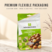 Sachet Doypack en Mylar plastique de qualité alimentaire avec fermeture zip pour snacks, noix, fruits secs, emballage alimentaire, pochette autoportante
