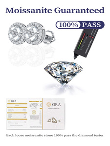 <span class=keywords><strong>Boucles</strong></span> <span class=keywords><strong>d</strong></span>'<span class=keywords><strong>Oreilles</strong></span> de Luxe en Argent Sterling 925 et Moissanite, Taille Ronde et Baguette, Serties de Paillettes, Motif Floral, pour Hommes et Femmes - Product Image 6