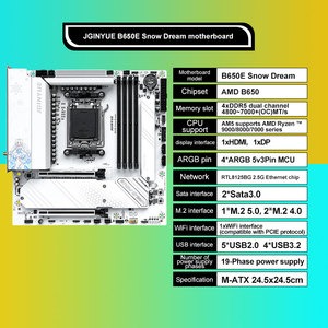 Tarjeta Madre JGINYUE <span class=keywords><strong>B650E</strong></span> Snow Dream, Socket <span class=keywords><strong>AM5</strong></span>, 4x DDR5 UDIMM, Capacidad Máxima de Memoria de 192GB para Computadora de Escritorio - Product Image 4