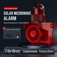 Alarma de Sonido y Luz con Sensor de Movimiento por Radar de Microondas, Alimentada por Energía Solar, con Advertencia de Voz de Peligro para Seguridad en Exteriores