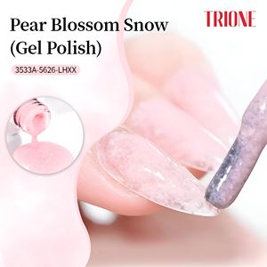 לק ג'ל לציפורניים TRIONE 2026 קולקציה חדשה בצבע פריחת אגס ושלג, מותג פרטי, שרף טבעי, ניתן להסרה, פתיתים, ג'ל UV לאומנות ציפורניים - Product Image 1