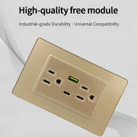 Prise murale USA BR EU avec double USB à charge rapide, cadre en verre, 6 broches, or, gris, noir, blanc, 2 prises