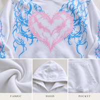 Sweat à capuche personnalisé pour femme en polaire, coupe oversize, imprimé sérigraphié, épaules tombantes, manches longues, ourlet côtelé, style décontracté