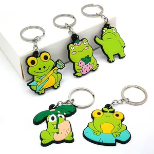 PVC Key Ring Kawaii Dog Frog Cat Duck Cartoon Keychains Animal Pattern Keyholder Keychains