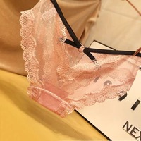 Celana Dalam Wanita Ukuran Besar Seksi Berenda, Gaya Eropa & Amerika Pinggang Tinggi / Pinggang Rendah Jaring Transparan Motif Hati Tanpa Jahitan