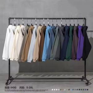 男性用パーカーコットン特大厚手フリースドロップショルダー無地ブランクカスタム - Product Image 3