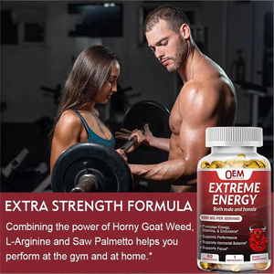 Suplemen Kapsul Energi Ekstrem <span class=keywords><strong>Guarana</strong></span> Ginseng Merah Kafein Horny Goat Weed L-arginine Maca untuk Dewasa 60 Kapsul - Product Image 5