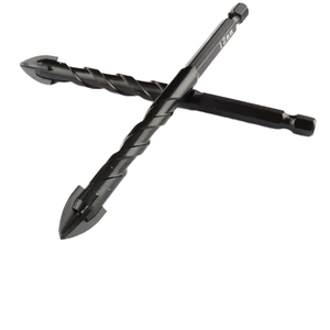 Punte diamantate multiuso per foratura in vetro per piastrelle di ceramica in acciaio con gambo esagonale in marmo testa a croce a quattro bordi nera - Product Image 5