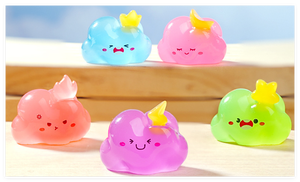 Petite sculpture artisanale en résine 3D en forme de nuage lumineux, mignonne, de dessin animé, souriante, qui fait la prière, qui pleure, heureuse, pluie, bricolage, jouets de bain pour bébés et enfants - Product Image 5