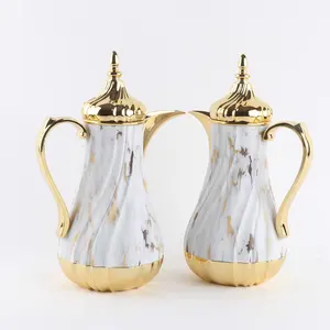 Arabic Coffee Pot Dallah Flask for Restaurant pink glass 1L coffee tea pot