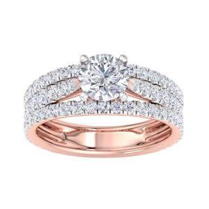 Luxury 18K Rose Gold Plated Round Cut Moissanite Engagement <b>Ring</b> <b>Set</b> Multi Row Pave Bridal Wedding <b>Ring</b> for <b>Women</b> - Product Image 2