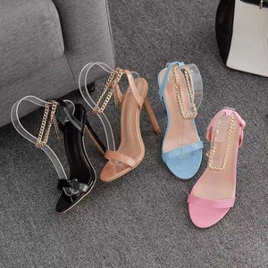 Back Strap Ankle Chain Breathable Spring Summer Open Toe High Heeled Sexy Outdoor Pumps <b>Shoes</b> 2021 Latest - Product Image 6