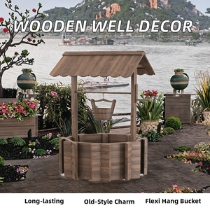 Grand Bac à Vœux Vintage en Bois de Sapin pour Extérieur, Seau Suspendu Réglable, Jardinière, Décoration de Jardin et Maison - Product Image 2