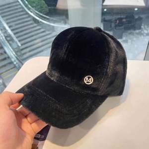 New M Letter 6-Panel Baseball Cap Warm <b>Rabbit</b> Fur Winter Hat with Silver Copper Buckle 3D Embroidery Fashion Four Seasons Common - Product Image 4