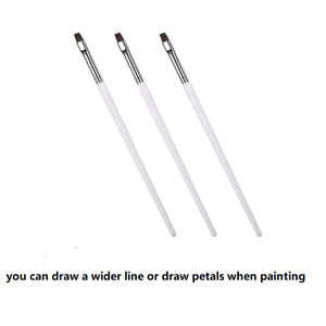Pinceau à ongles plat UV en nylon à manche en bois blanc, pour peinture de pétales, liner acrylique, manucure et nail art - Product Image 2
