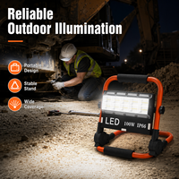 Lampe de travail LED portable rechargeable étanche 100W IP66 50 LED sans fil pour chantier, projecteur d'atelier réglable 6000K