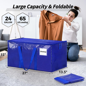 Bolsa organizadora de ropa Ukeetap, bolsa de almacenamiento rectangular azul de gran capacidad con cremallera para ropa y ropa de cama - Product Image 2