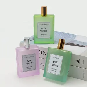 LANGXU Flacon de parfum de voyage en vaporisateur personnalisé de 100 ml avec boîte d'emballage dégradé givré coloré belle fantaisie de luxe - Product Image 1