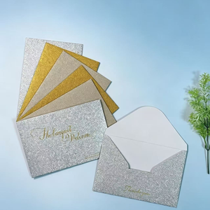 Enveloppes brillantes à paillettes avec estampage à chaud, rabat européen, taille et logo personnalisés, enveloppe d'emballage pour invitation de mariage - Product Image 4
