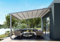 Revêtement en poudre facile à assembler Auvent extérieur motorisé pliant en PVC Pergola Toit rétractable
