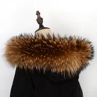 Écharpe en fourrure de raton laveur 100% naturelle pour femme, 60*12cm, pour col de manteau, pull ou chapeau, grande taille, collection hiver