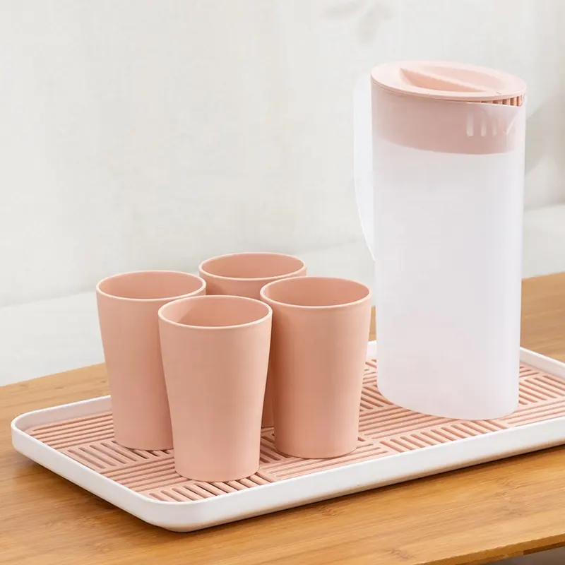 Carafe à eau automatique en plastique 1,5 l/2l, avec tasses à eau et plateau de vidange