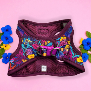 Harnais pour chien à enfiler avec imprimé floral de luxe, en toile durable, flexible, anti-traction, pour chiens et chats de taille XS à moyenne - Product Image 2