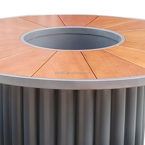 Customizable Outdoor Galvanized Steel <b>Dining</b> <b>Table</b> Garden Set Recyclable Wood for Restaurant Hotel Hospital Factory PC-MW-086 Co - Product Image 4