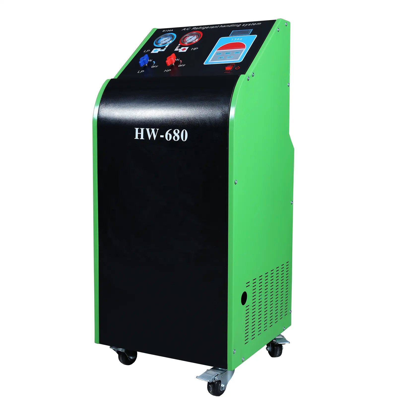 Machine de recharge de recyclage de récupération de réfrigérant HW-680 charge de la station service Green / ac r134a ou r1234yf