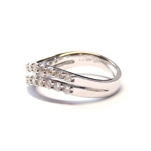 Hong Kong Drop Shipping bonne qualité 18k solide or blanc véritable diamant torsadé forme éternité mariage or bagues pour femmes - Product Image 2