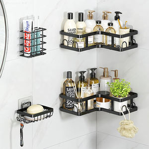 Estante de esquina para baño montado en la pared sin taladrar, organizador de ducha de acero, estantería de ducha, estante de esquina para baño - Product Image 5