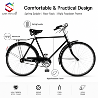 Vélo de ville rétro à une vitesse en acier haute teneur en carbone de 28 pouces avec freins V doubles et cadre roadster classique