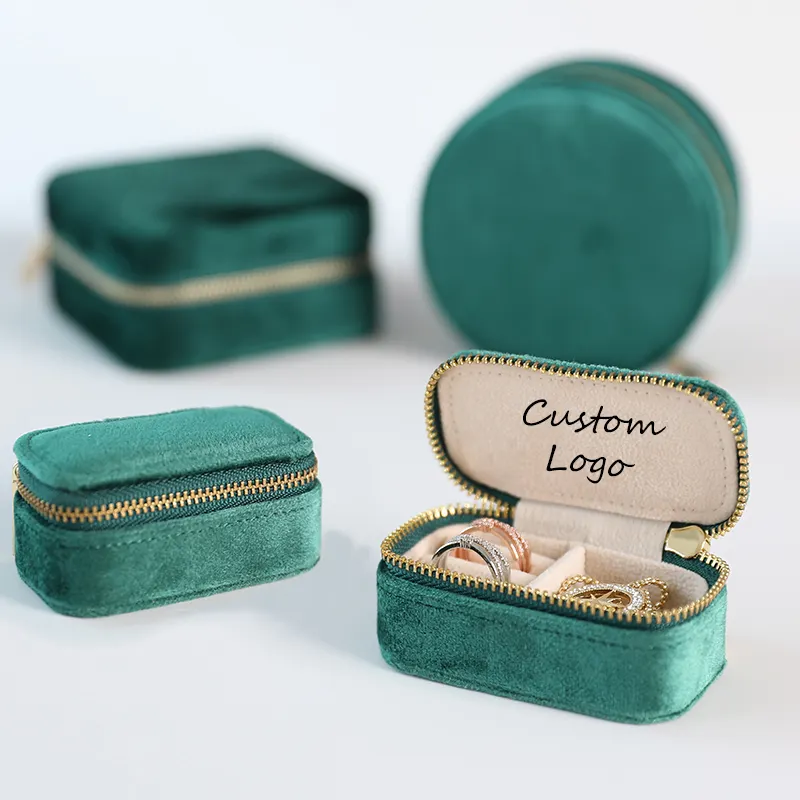 Custom Mini Ring Earring Necklace Gift Box Jewellery Case Velvet Small Travel Jewelry Storage Box Leather Jewelry Organizer