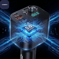 Chargeur de voiture à câble rétractable Bluetooth 5.0 Adaptateur FM 108W Charge rapide PD Affichage LED Tension universelle Gain de place Dissimulé