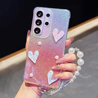 Coque de téléphone 3D en forme de cœur avec perles et design transparent, avec chaîne, pour iPhone 17 Pro Max, 17e, 16e, 15 et iPhone 18 Pro – Vente Flash