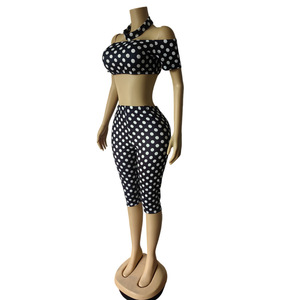 Conjunto de <span class=keywords><strong>Pantalones</strong></span> sin Tirantes con Estampado Casual de Verano Personalizado de Fábrica YAYA, Diseño de Puntos, Elástico, Ajustado, de Algodón Orgánico para Yoga - Product Image 5