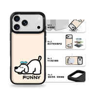 Coque de téléphone AG Feeling Black Edge avec motif chien couché doré pour iPhone 17, 17 Pro Max, 16 Pro, 15, 15 Pro Max – Coque magnétique