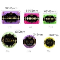 Ensemble de jetons de poker de haute qualité, formes rondes et carrées, impression couleur complète, jetons de casino personnalisés, estampage à chaud en acrylique doré
